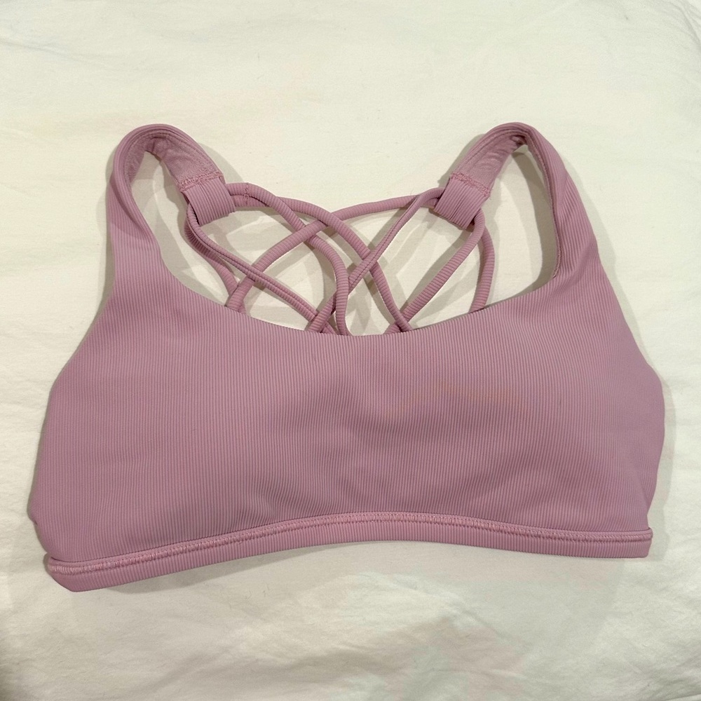Lululemon Free to Be Ribbed Bra Pink Peony